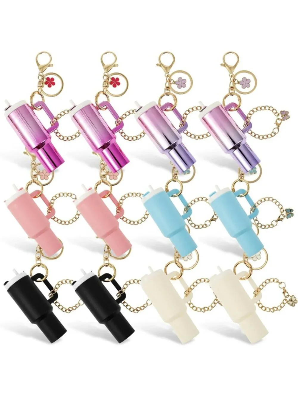 12 Pack Mini Tumbler Keychains | Cute Lip Balm Holders & Party Favors Set